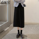Sibaishe Slit Skirt 2025 Autumn New Women's Fashion Simple Loose Slim Midi Skirt