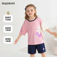 
MQDMINI children's clothing children's pajamas summer girls' home clothes children's home suit baby clothes Happy little rabbit pink 100