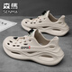 Senma Loch Schuhe Herren Sommerdicke Anti-Rutsch-Schlampe und lässige Bag-Zoe-Hausschuhe tragen trendige watende Strandsandalen Khaki 40