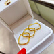 VZZS3D Hard Gold Gold Small Square Ring Pure Gold 999 Smooth Geometric Bracelet Gold Bangle Men's and Women's Ring Square Ring No. 9