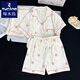 Woodpecker Cute Ruby Pure Cotton Gauze Pajamas for Women in Summer Short Sleeve Three-Piece Set Internet Celebrity Cartoon Outdoor Home Summer Cloud Cotton-J9901# Paradise Puppy Three-Piece Set M [Suggested 75-100Jin [Jin equals 0.5 kg]]
