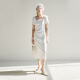 Vestido de temperamento blanco francés de ojo de hada para mujeres Collar de verano Diseño de vestimenta blanca Vestido de compromiso 12041 White XS