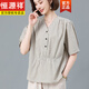 Hengyuanxiang 2025 Summer Nuevo camisa de manga corta a rayas verticales para madres de mediana edad camisa de algodón de algodón de algodón de arroz pequeño de arroz pequeño