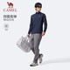 Camel (CAMEL) long-sleeved quick-drying T-shirt men's running fitness stand-up collar sports top J15CA9L3003 black night blue L