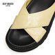 DEEP BREATH Deep Breath Women's Shoes Cowhide Open-toe Holiday Style Casual Flat Slippers Sandals Women's AX14098 Beige 37
