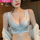 莫代尔美容院精油杯文胸小胸聚拢加厚内衣深V性感蕾丝收副乳调整型美背 宝蓝色（精品礼盒） 情人节礼物 M 70A【2.5c厚杯】