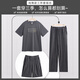 Modal Pure Cotton Pyjamas Drei-teiliges Set für den Sommer-Kurzarm-Pullover für Männer lässig lockere, dünne, atmungsaktive, großgröße große Heimkleidung Set LJF6623 Herren-Monza Grau L 170 () empfohlen, Gewicht 120-140jin zu tragen [Jin gleich 0,5 kg]