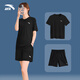 Anta Sports Suit for Women Summer Sensing Ice Sensing Badminton Strying Shorts Shorts Traje deportivo Set [Traje deportivo de sensación de hielo] Pure White/Basic Black L/175 [mismo estilo para hombres y mujeres]