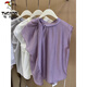 Woodpecker Ice Silk Niche Design Beautiful Sleeveless Shirt Women's Summer Korean Style Sweet Temperament French Top 6160-Purple XL Recommended 115-125Jin Jin equals 0.5 kg