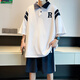Boledi Teenager Polo-Shirt kurzärmelig T-Shirt 12-15-jährige Jungen Sportanzug 16 Schüler der Junior High School Summer Anzug 6629 Schwarz (Kurzärmel + Shorts) hohe Qualität 165 l (100-125jin [Jin entspricht ca. 0,5 kg]))