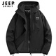 JEEP SPIRIT Jacket Men's Outdoor Three-in-One Windproof and Waterproof Jacket Men's Warm and Cold Mountaineering Jacket Black L
