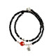 Pulsera de doble anillo de mijo de cristal blanco Catent Catned Cattado Tigre Tiger Garbow Agate Pulsera de mariposa Joya Z844 Pulsera de doble anillo de espinela negra