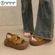Carpintero francés en francés sandalias gruesas de birkenstock para mujeres en verano de moda 2025 calientes nuevos zapatos de cuña romana khaki 35