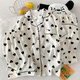 UKUHPK Summer Pyjamas Frauen Wolken Baumwolle 120g Lapel Cardigan Kurzarm Shorts Hosen dreiköpfige Set niedliche Heimkleidung 9901# Pink Border Mike M.