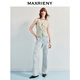 Maxrieny Exquisites täglicher Sinn für Mikroflüsse bestickte zerrissene Jeans für Frauen 25 Sommer Leicht-Denim Blue Hosen Leichte Denim Blue M.