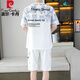 Pierre cardin 2025 summer new short-sleeved suit men's youth versatile shorts casual sports two-piece set gradient color men's clothing 6187 gray XL [suitable for 120-140Jin [Jin equals 0.5 kg]]