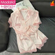 Modal Cool Spitzeneiseis-Seiden-Pyjamas kurzärmelige Shorts für Sommer-Pyjamas für Frauen können lässige und komfortable zweiteilige dünne Stil 9214# L tragen [vorgeschlagen 100-115jin [Jin ist gleich 0,5 kg]]