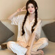 Pajama de seda de hielo transfronterizo antártico para mujeres Lindo estilo Bear Summer NUEVO ALIMO ALIMO CAREATE Pantalones de manga corta Conjunto de ropa para el hogar YFY9905# M 170 [sugerido 80-100Jin [Jin iguala 0.5 kg]]]