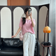 ME HOME YANG [Water Paper Henry Shirt] Japanese imported and paper yarn ice-sensing rolled edges to make you look versatile sweater Petal dark powder M (38) 100-120