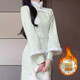 Green plush collar, ladylike style with inverted large sleeves, improved cheongsam for girls, retro Republic of China style dress that can be worn daily, green L (105-115Jin Jin is equal to 0.5kg)