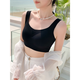 无痕美背内衣女小胸聚拢无钢圈胸罩果冻条软支撑防下垂收副乳文胸 黑色 均码 F （80-110斤）