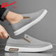 Huili Herrenschuhe Leinwandschuhe Herren 2025 Sommer Neue faule Menschen bequeme leichte atmungsaktive ein Fuß alte Peking-Stoffschuhe Herrengrau (verbesserter weicher Boden) 42