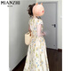 
Cotton French tea break seaside vacation square collar dress for women in summer 2025 new waist-hugging and slimming temperament floral long skirt C4L52836 apricot color [high quality 56] L 100-115Jin [Jin equals 0.5 kg]