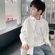 Children's clothing boys' contrasting line shirts 2025 new children's shirts spring and autumn styles for medium and large children long-sleeved trendy autumn tops white 160