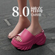 Zapatillas gruesas con suela gruesa con suela de calamar de 8cm para mujeres en verano Nuevo estilo para el desgaste Celebry Celebrity Sandalias de tacón de tacón alto [3881] Hermoso calamar de 8.0 cm 35-36