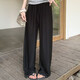 Women's summer thin high waist draping straight-leg loose casual comfortable cool sun protection wide-leg pants KX K66 light gray XL [115-125Jin[Jin equals 0.5 kg]]