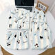 
Jingpufei striped penguin short-sleeved pajamas for women cute cartoon cotton three-piece set home clothes Yunduo Cotton-J9901# Paradise Puppy Three-piece Set M [Suggestion 75-100Jin [Jin equals 0.5 kg]]