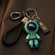 ASTRONAUT HAUTRONAUT COURTE COURTE COURTOONE MIGNE HIGHED CAR CLAY CLAIS GARY KEY RING EXQUISITE CADEAU [Noir] Astronaute + corde tressée + carte de paix