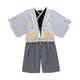 Oxymo Japan Japanese style children's kimono suit for boys and girls, spring and autumn long-sleeved jacket, vest and pants, Japanese performance costume, black jacket + white vest + dark gray pants 90 recommended for 3-4 years old