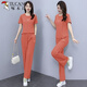 Woodpecker Fashion Sportswear Set for Women 2025 Summer New Fashionable and Fashionable Casual Age Reducing Professional Wide Leg Pants Two-piece Set Light and Coffee Color [Top + Pants] Set Thin M [Suggestions 80-95]