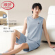 Langsha (langsha) chaleco de algodón puro pijama sin mangas de pijama para hombres se puede usar ropa de gran tamaño fuera de casa traje para hombres de verano 13657 xl