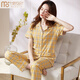 
Modal summer pure cotton pajamas for women short-sleeved long trousers thin 2025 new plaid cotton summer mother home clothes A9923 3XL Recommended 150-170Jin [Jin equals 0.5 kg]