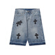 chrome heart summer new loose five-point jeans internet celebrity light luxury ins men and women 9921-black 28