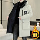 Men's mid-length cotton coat, new winter thickened and velvet down cotton coat, warm cotton jacket, winter trendy 10612-F190 beige gray 2XL about 145-160Jin Jin equals 0.5kg can be worn