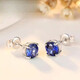 Juke quality tanzanite earrings sapphire women's Japanese and Korean inlaid colored gemstone earrings silver plated 18k gold