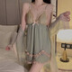 Modal Summer Sweet Mesh Lace Spitze Deep V Plus Brust Pad Sexy Rückenless großer Nachthemd Robe Home Anzug Mode Frauen P3886 Himmelblau (Außengewand + Gürtel) 3xl