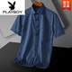 Playboy (Playboy) Daddy Sommer Kurzarm Shirt Top 2025 Neues lässiges loser Herren-Shirt Daddy Kurzärmler Kleidung DX6624 40 Gewicht über 130145jin [Jin ist 0,5 kg]