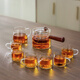 Yihutea (YIHUTEA) glass teapot tea set complete set teapot tea boiler home kung fu tea cup tea tray office tea drinking utensils thickened heat-resistant red sandalwood side handle 8-piece set