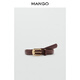 MANGO women's belt 2026 spring new style brown retro oval buckle versatile leather belt brown 85cm
