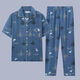 
Septemberg (SEPTWOLVES) pajamas men's summer pure cotton short-sleeved trousers summer cardigan thin large size student youth home clothing set G3884 blue (short-sleeved) 2XL [recommended 140-160Jin [Jin equals 0.5 kg]]