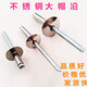 
Bingyu 304 stainless steel hat brim van type car open core pulling rivet Liuding willow nail big hat brim round head pull nail half steel 4*20*12250 pieces