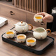 Tangfeng Ru Kiln Kung Fu tea set complete set for home office reception and tea making special ceramic teapot teacup teatray small set Four Autumn Tea Tray + Jiangya Xishi Pot + 4 male cups