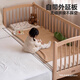 Genji Muyu children's furniture children's splicing bed all solid wood with guardrails baby multi-functional crib can lift bedside widening artifact 1 meter splicing bed + mattress (8cm thick J115)