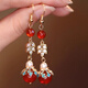 Lu Shanwu new Chinese style earrings for women Chinese style long tassels high-end antique Hanfu cheongsam engagement wedding temperament earrings new Chinese style long tassel earrings suspended box