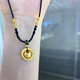 Gold peace buckle small fat blessing pendant for women Bauhinia flower blessing lock braided rope clavicle chain necklace as a gift for girlfriend Peace buckle fat blessing necklace 1 pack