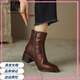 Fanglin (Fanglin) Bottes de neige intégrées de fourrure de vache de première couche pour femmes en hiver plus en velours épaissi des chaussures de coton courtes bottes du nord-est martin noir 36 (230 mm)